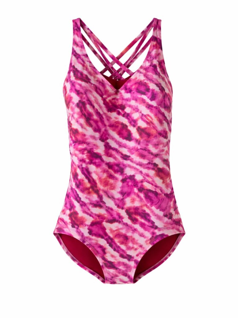 🦋2/30 Speedo Pink Abstract Cross Back One Piece Swimsuit